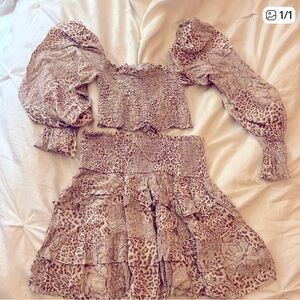 Olivaceous Animal Print Puff Sleeve top